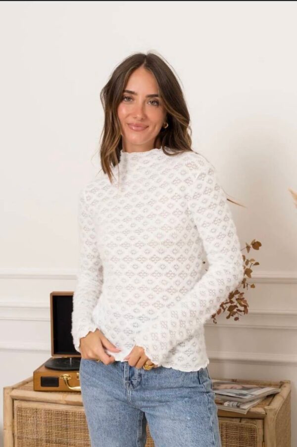 Fluffy print truitje off white - Afbeelding 4