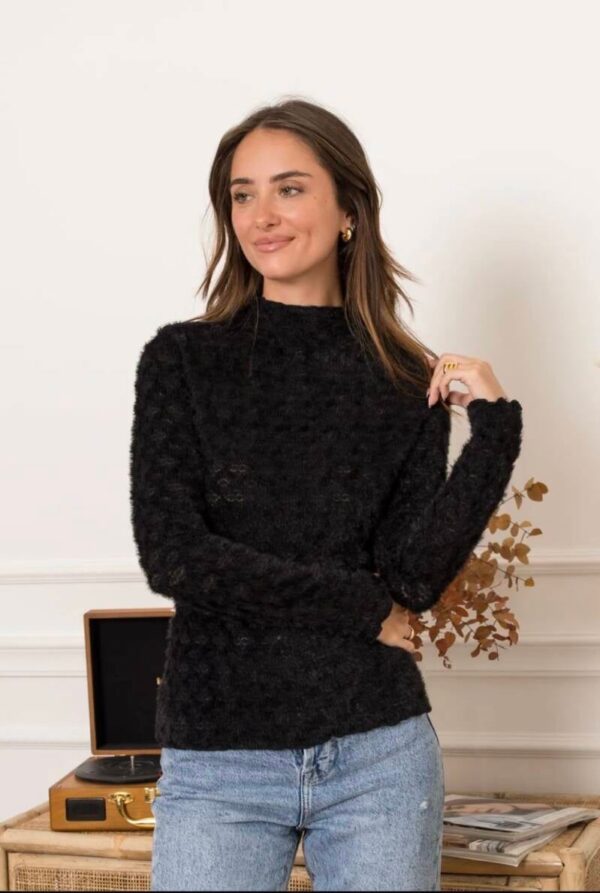 Fluffy print truitje zwart - Afbeelding 4