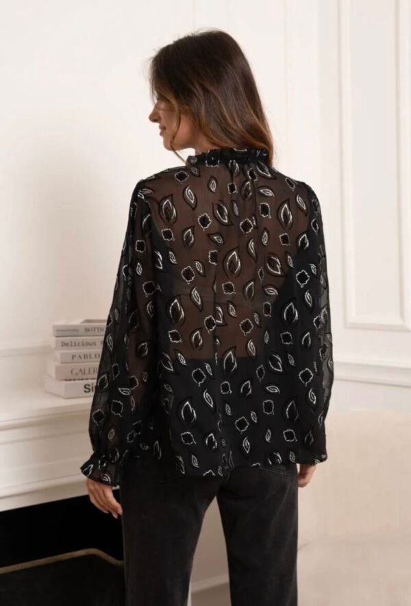 Print blouse zwart zilver - Afbeelding 4
