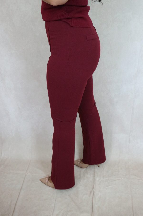 stretch flared pantalon - burgundy - Afbeelding 2