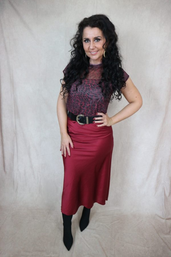 mouwloze panter top - burgundy - Afbeelding 4