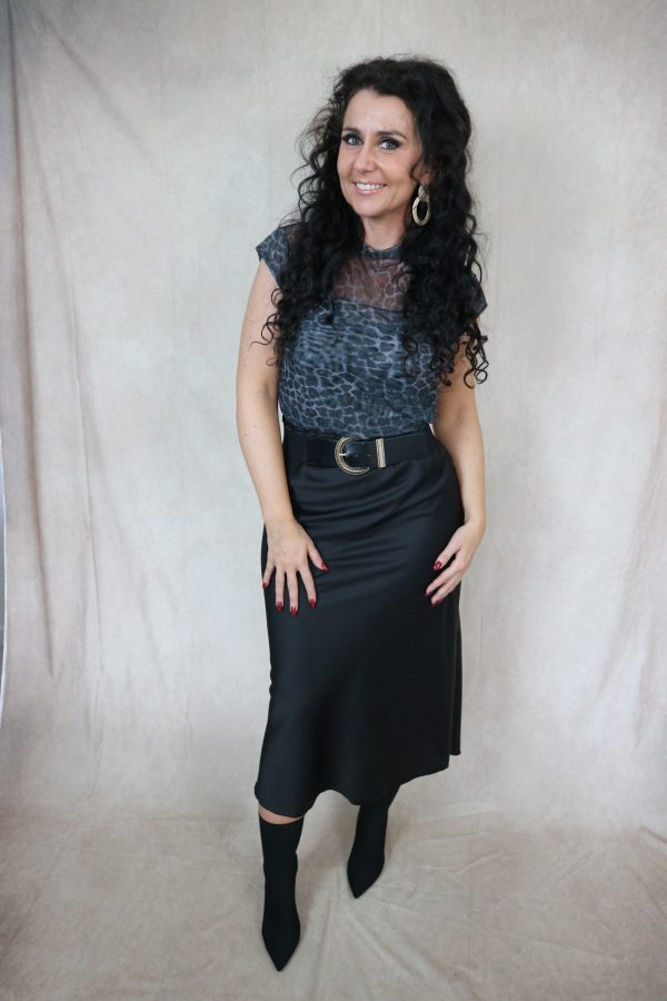 satin look rok - zwart - Afbeelding 3